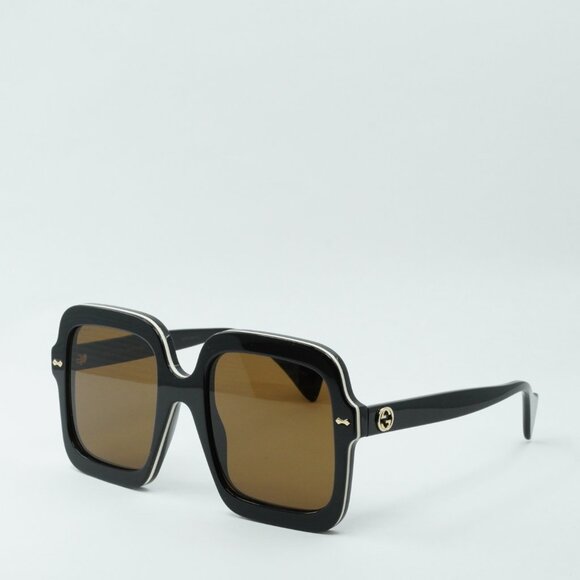 Gucci GG1241S 001 Sunglasses Black Square Frame, Brown Lenses - Picture 1 of 11